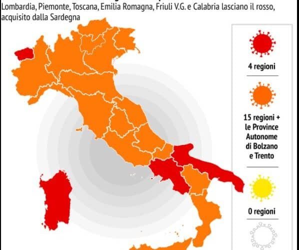 Italia: lo stivale si dipinge di un solo colore o quasi